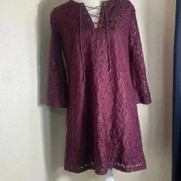 XHILARATION BURGUNDY DRESS SIZE MEDIUM - Picture 1 of 6